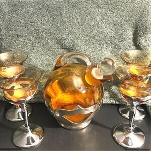 Art Deco Chrome Decanter Cocktail Set Cambridge Krome Kraft Farber Bros